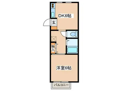 エステート長津田V棟(1DK/2階)の間取り写真