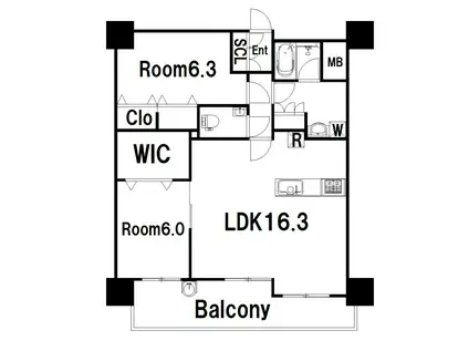 レジデンシャル長崎駅ザ・ノース(2LDK/14階)の間取り写真