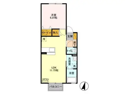 アモーレ II(1LDK/1階)の間取り写真