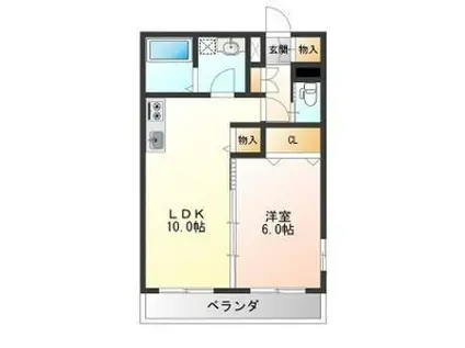 パールキューブ(1LDK/1階)の間取り写真