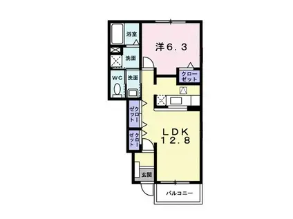 ガーデンハウスA(1LDK/1階)の間取り写真