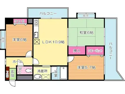 ルネッサンス宮ノ尾II(3LDK/4階)の間取り写真
