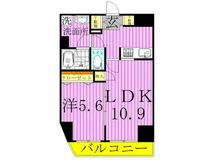 ジェノヴィア王子神谷スカイガーデン(1LDK/5階)の間取り写真