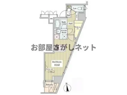 SK ONE市ヶ谷学生・社会人にオススメ初期費用(1K/9階)の間取り写真