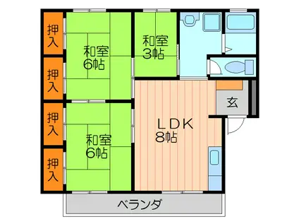 プライブ香里園(3LDK/3階)の間取り写真