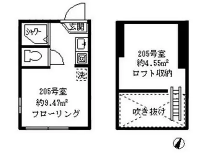 ソフィアハミング(ワンルーム/2階)の間取り写真