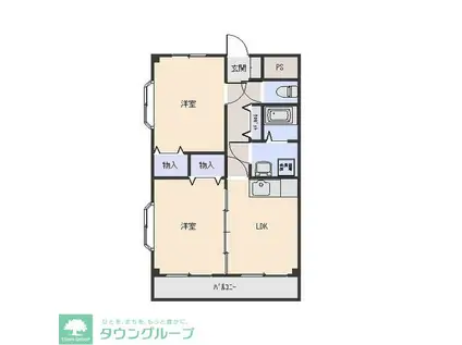 エクレール(2DK/2階)の間取り写真