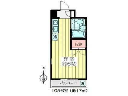 プチサニー(ワンルーム/1階)の間取り写真