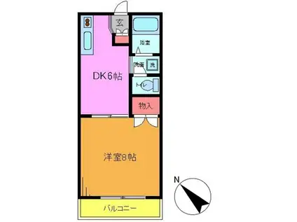 清和レジデンス(1DK/2階)の間取り写真