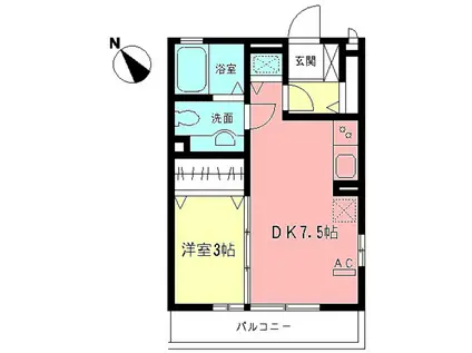グリーンネスト綱島(1DK/1階)の間取り写真