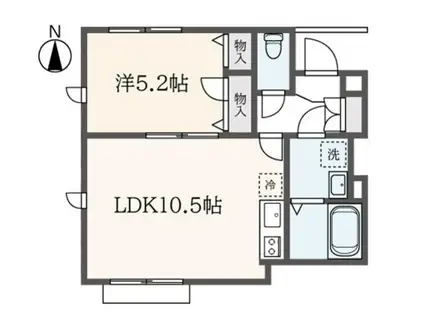 コントレイル(1LDK/2階)の間取り写真