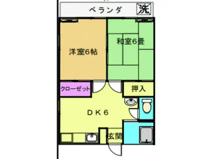 ヴィラ小山(2DK/2階)の間取り写真