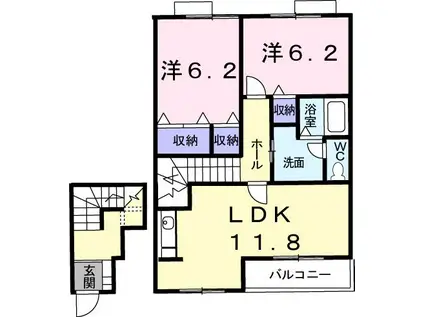サン・アベニューA(2LDK/2階)の間取り写真