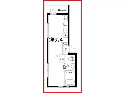 ルナパークホリキリ(ワンルーム/2階)の間取り写真
