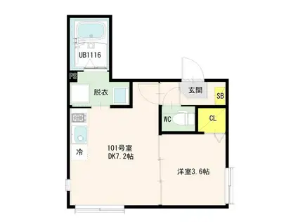 梅田六丁目8 DESIGNERS DIIRA(1DK/1階)の間取り写真