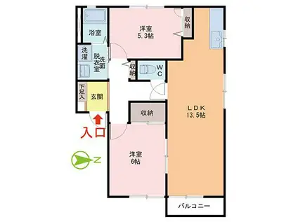 パークサイドイースト(2LDK/2階)の間取り写真