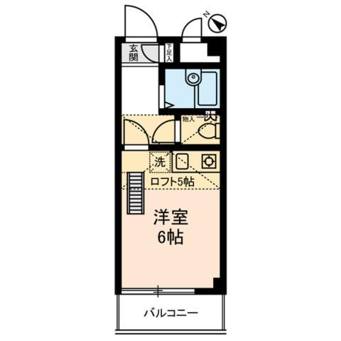 シーサイドカモシタ(ワンルーム/3階)の間取り写真