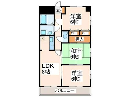 プレステージ若葉(3LDK/3階)の間取り写真
