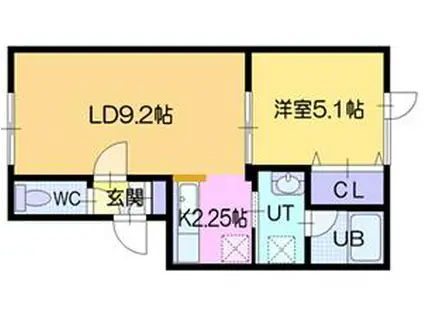 メゾンプリオールII(1LDK/2階)の間取り写真