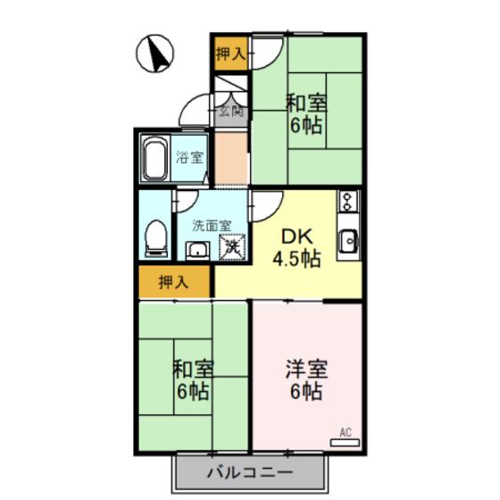 セジュール城東 A棟(3DK/1階)の間取り写真