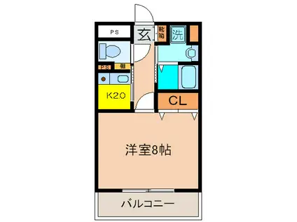 グラヴイール(1K/2階)の間取り写真