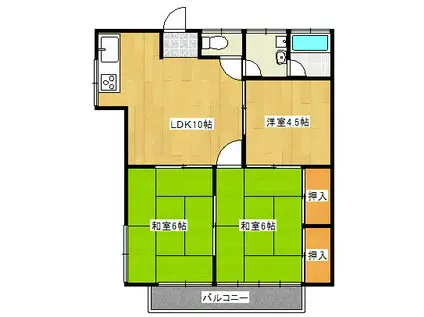 コーポ静(3LDK/2階)の間取り写真