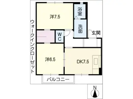 シャーメゾン・秀E棟(2DK/1階)の間取り写真