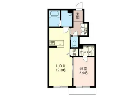 クレスト(1LDK/1階)の間取り写真