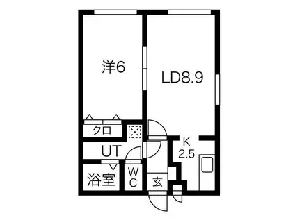 グランメール月寒東(1LDK/2階)の間取り写真