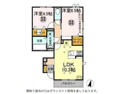 アセット K(2LDK/1階)の間取り写真