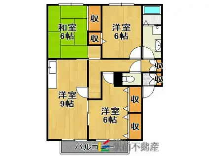 サンビレッジ久留米D(3DK/2階)の間取り写真