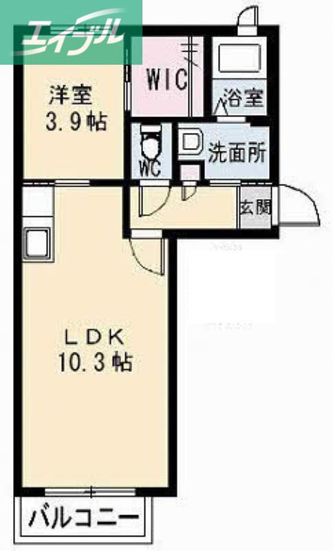 シャーメゾン学南町(1LDK/1階)の間取り写真