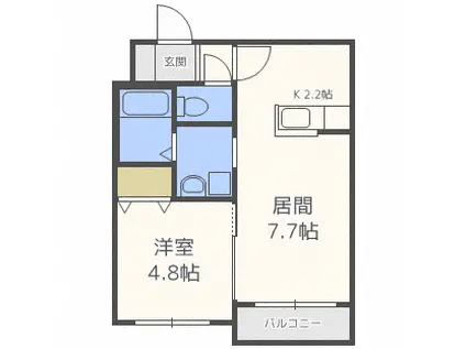 BALBONI N17(1LDK/3階)の間取り写真