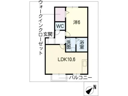 レザンコートA棟(1SLDK/2階)の間取り写真