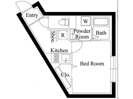 グローリオシェルト大崎(1K/4階)の間取り写真