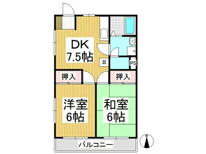 K・Mレジデンス(2DK/2階)の間取り写真