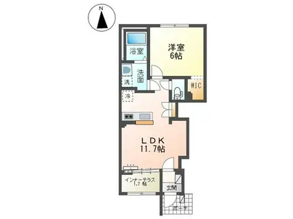 宗吾3丁目 アパートIII期工事(1LDK/1階)の間取り写真