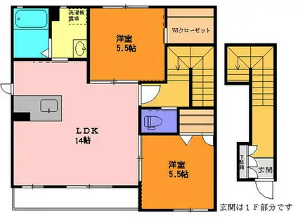 エバーグリーン津森III A棟(2LDK/2階)の間取り写真