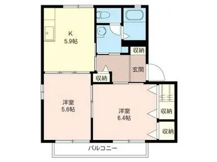 シャーメゾンしらさぎ C(2K/2階)の間取り写真