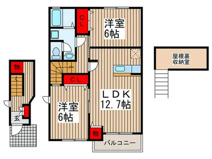 ラフィネ 壱番館(2LDK/2階)の間取り写真