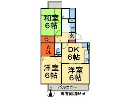 アーバンペアI(3DK/1階)の間取り写真