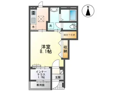 オリーブ(1K/1階)の間取り写真