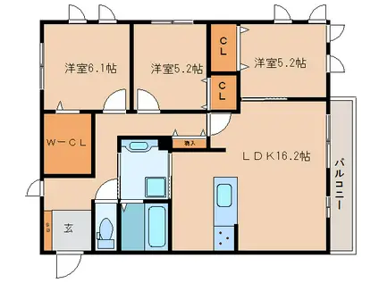 U-SQUARE(3LDK/2階)の間取り写真