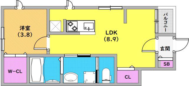 セゾン神田Ⅱ(1LDK/1階)の間取り写真