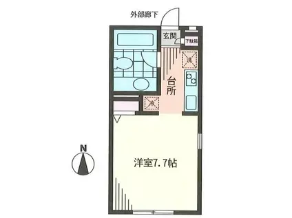 カサデ・ミレ(ワンルーム/1階)の間取り写真