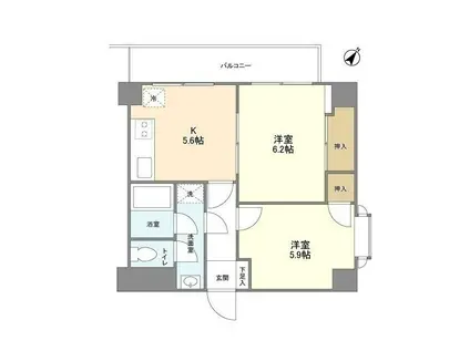 調布セントラルアパート(2K/3階)の間取り写真