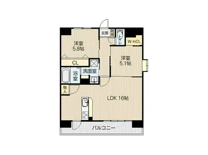 CLOWDIO熊本南(2LDK/3階)の間取り写真