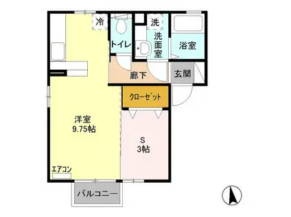 シャルムトロンB(1LDK/1階)の間取り写真