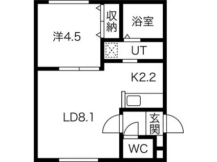 LICHTRARE北大イースト(1LDK/4階)の間取り写真