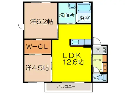 ソレイユ武田 A(2LDK/2階)の間取り写真